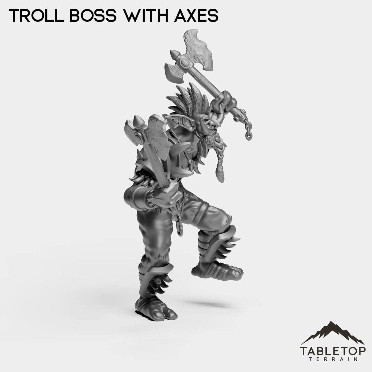 Tabletop Terrain Miniature Troll Boss With Axes