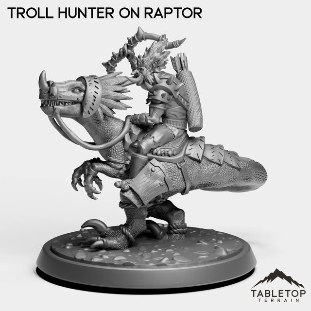 Tabletop Terrain Miniature Troll Hunter on Raptor