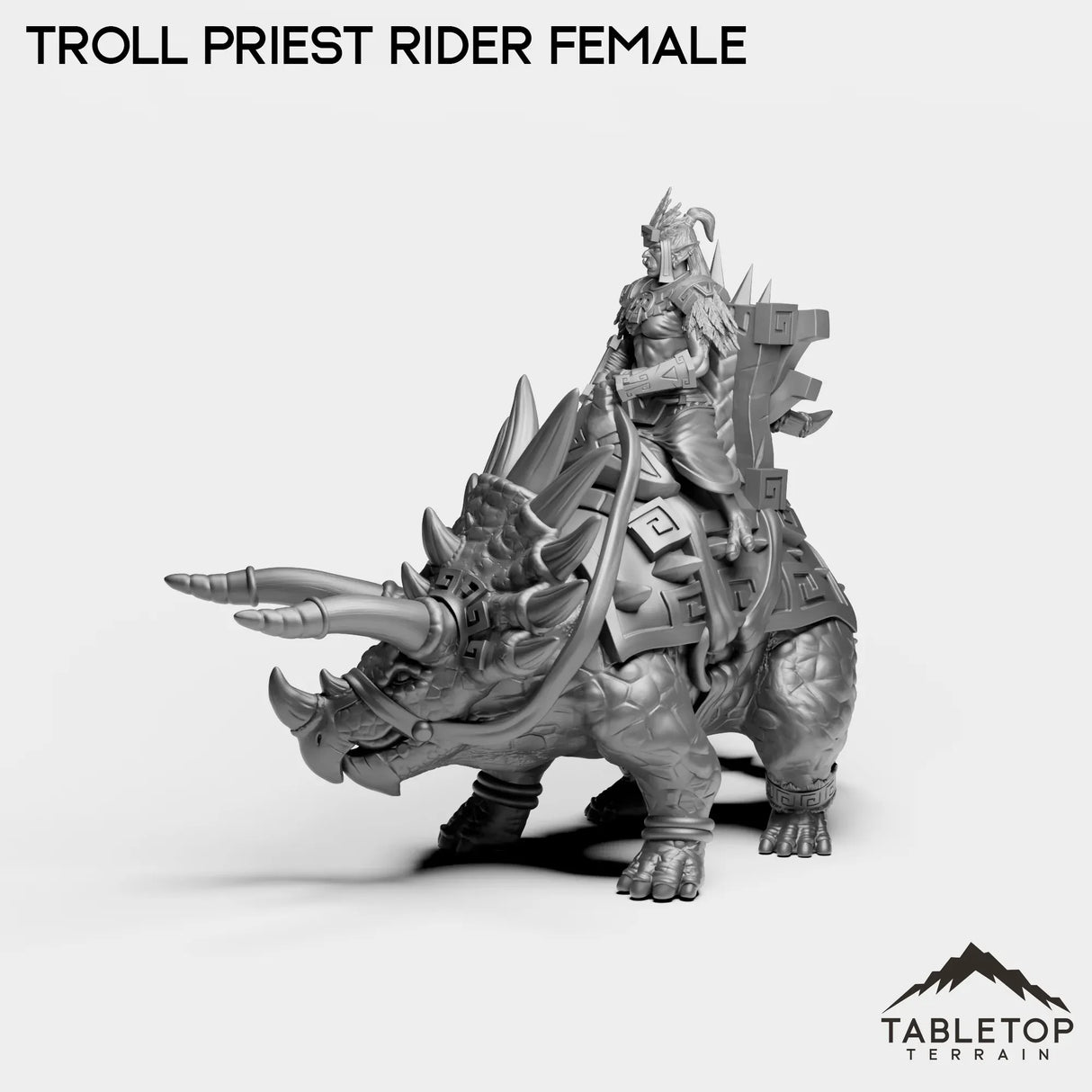 Tabletop Terrain Miniature Troll Priest Rider Female