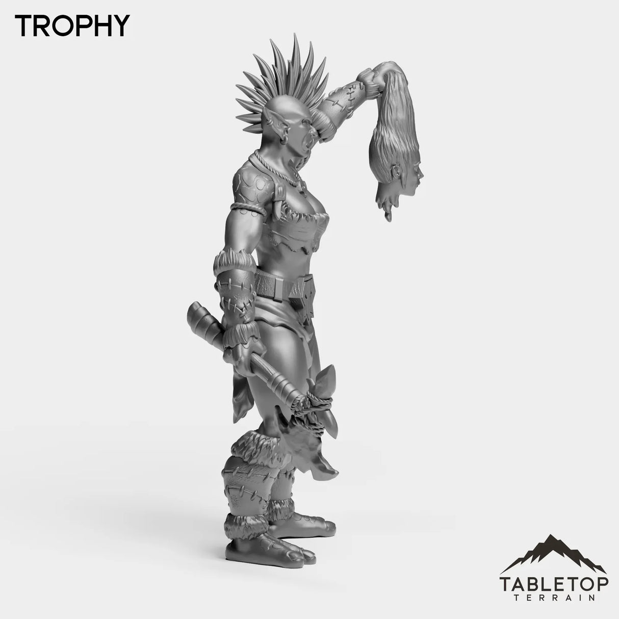 Tabletop Terrain Miniature Troll Tribe Berserker Warrior Female