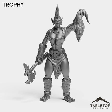 Tabletop Terrain Miniature Trophy Troll Tribe Berserker Warrior Female