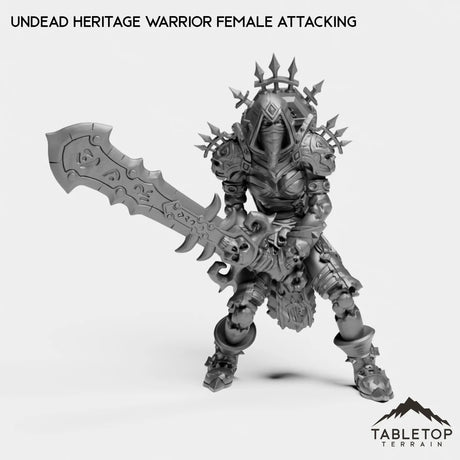 Tabletop Terrain Miniature Undead Heritage Warrior Female Attacking Undead Heritage Warrior Female