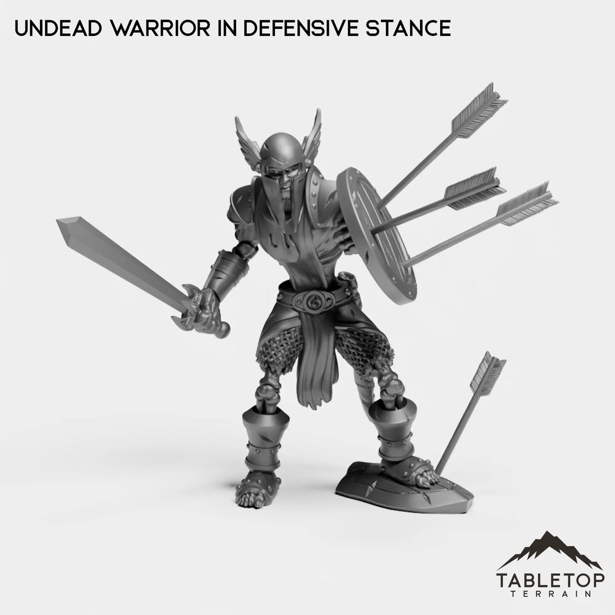 Tabletop Terrain Miniature Undead Warrior in Defensive Stance Undead Basic Warrior