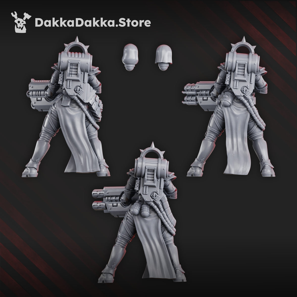 Tabletop Terrain Miniature War Sisters Team with Heavy Weapons x3