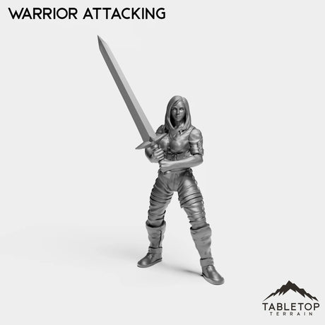 Tabletop Terrain Miniature Warrior Attacking Human Starters Female