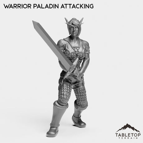 Tabletop Terrain Miniature Warrior Paladin Attacking Blood Elf Starters Female