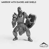 Tabletop Terrain Miniature Warrior with Sword and Shield Human Warrior