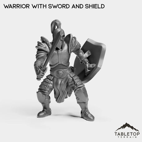 Tabletop Terrain Miniature Warrior with Sword and Shield Human Warrior