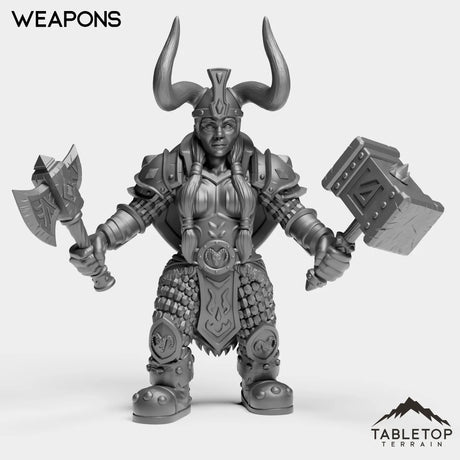 Tabletop Terrain Miniature Weapons Dwarf Paladin Female