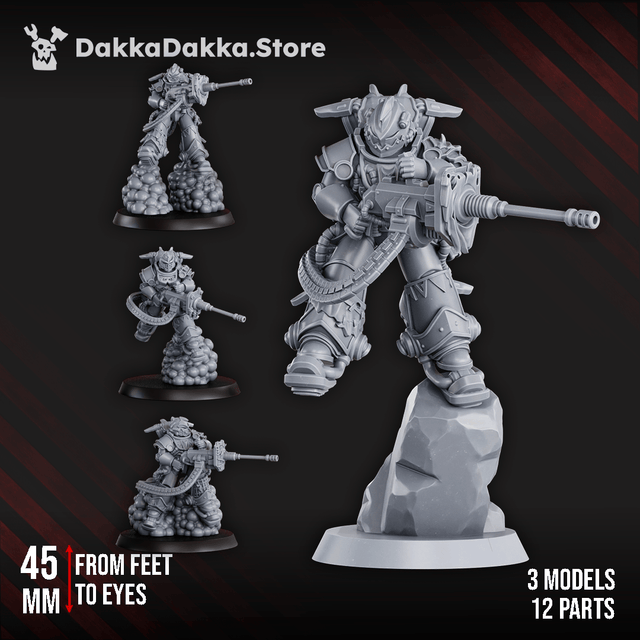 Tabletop Terrain Miniature White Megalodon Clan Depressors (x3) - Prime Armored Fire Squad of Space Knights
