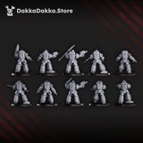 Tabletop Terrain Miniature White Megalodon Clan Warriors (x10) - Prime Armored Battleline Squad of Space Knights