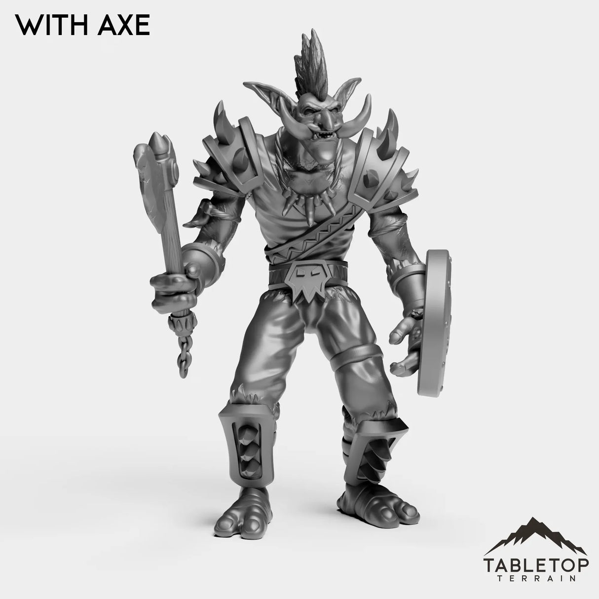 Tabletop Terrain Miniature With Axe Troll Warrior