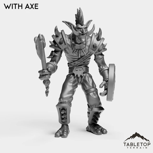 Tabletop Terrain Miniature With Axe Troll Warrior