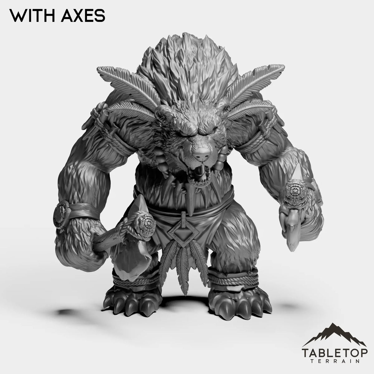 Tabletop Terrain Miniature With Axes Furbolg Feral