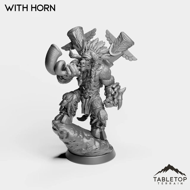 Tabletop Terrain Miniature With Horn Minotaur Leader