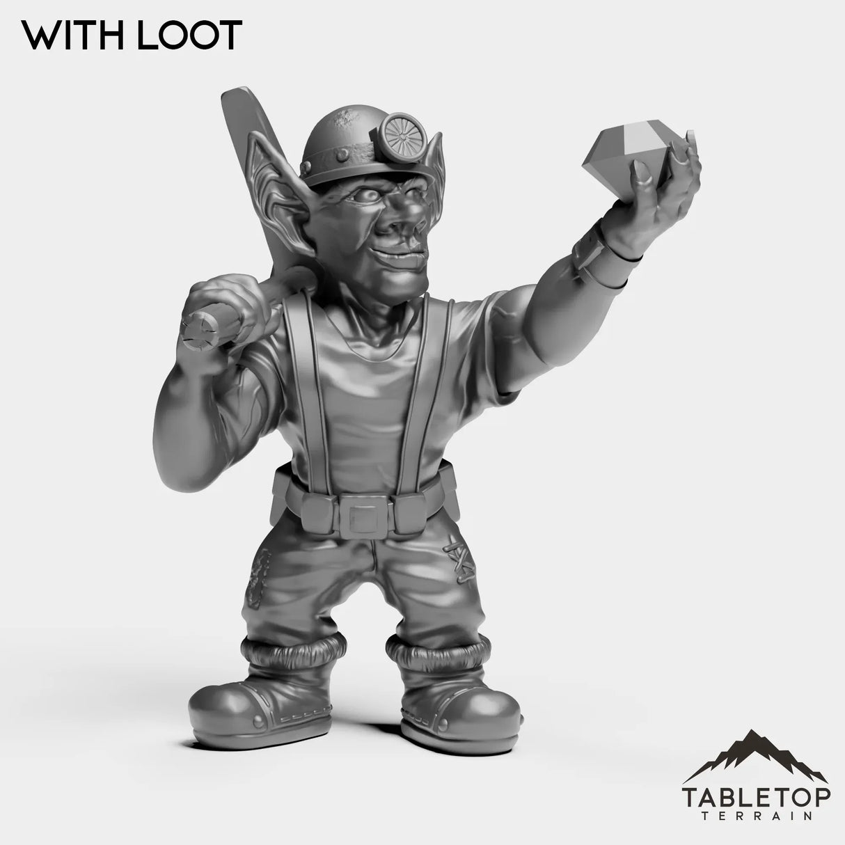 Tabletop Terrain Miniature With Loot Goblin Miner