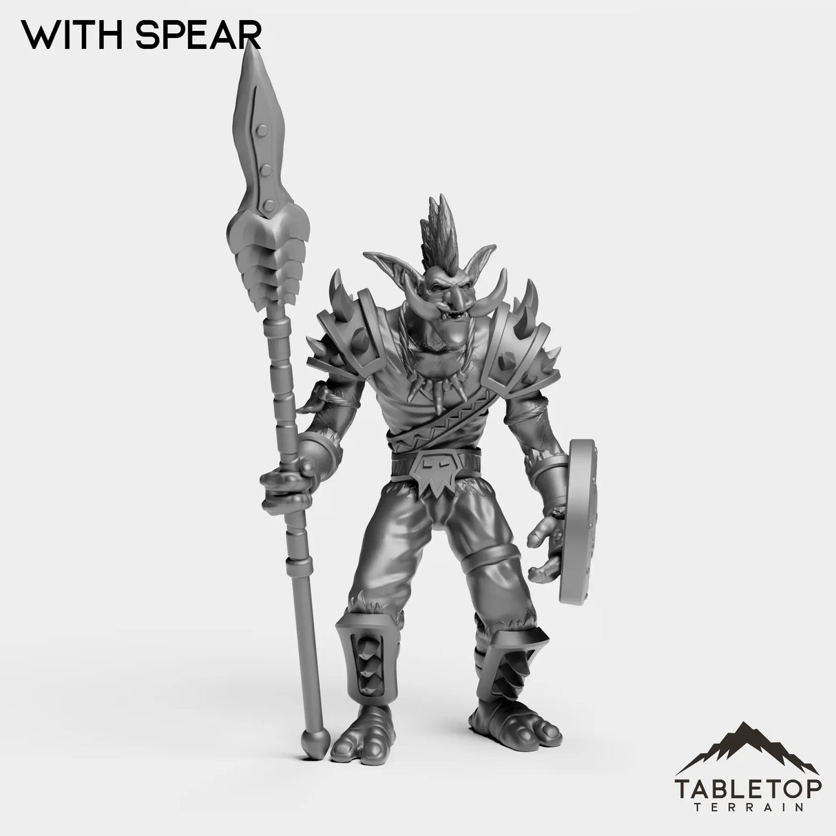 Tabletop Terrain Miniature With Spear Troll Warrior