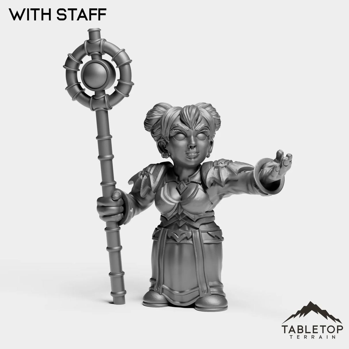 Tabletop Terrain Miniature With Staff Gnome Timekeeper
