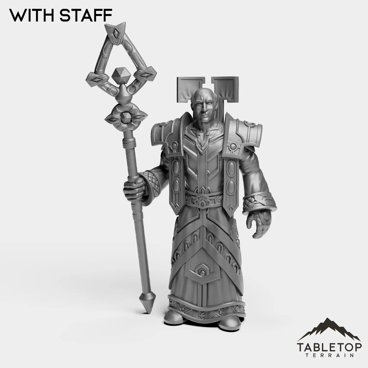 Tabletop Terrain Miniature With Staff Human Priest Tier 1
