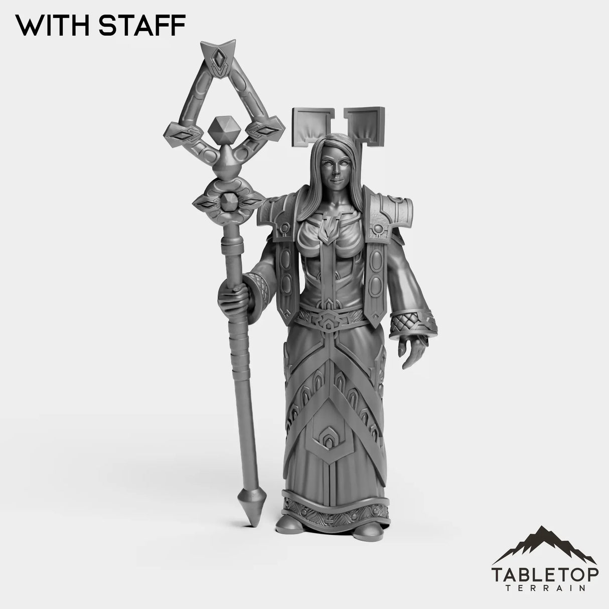 Tabletop Terrain Miniature With Staff Human Priest Tier 1 Female