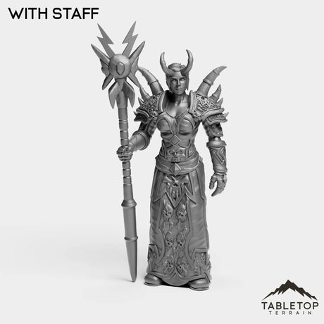 Tabletop Terrain Miniature With Staff Human Warlock Tier 1 Female