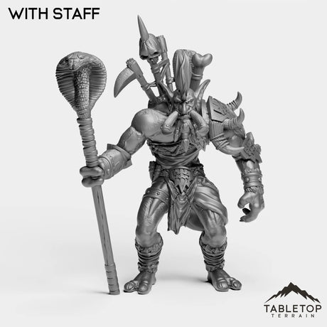Tabletop Terrain Miniature With Staff Troll Leader