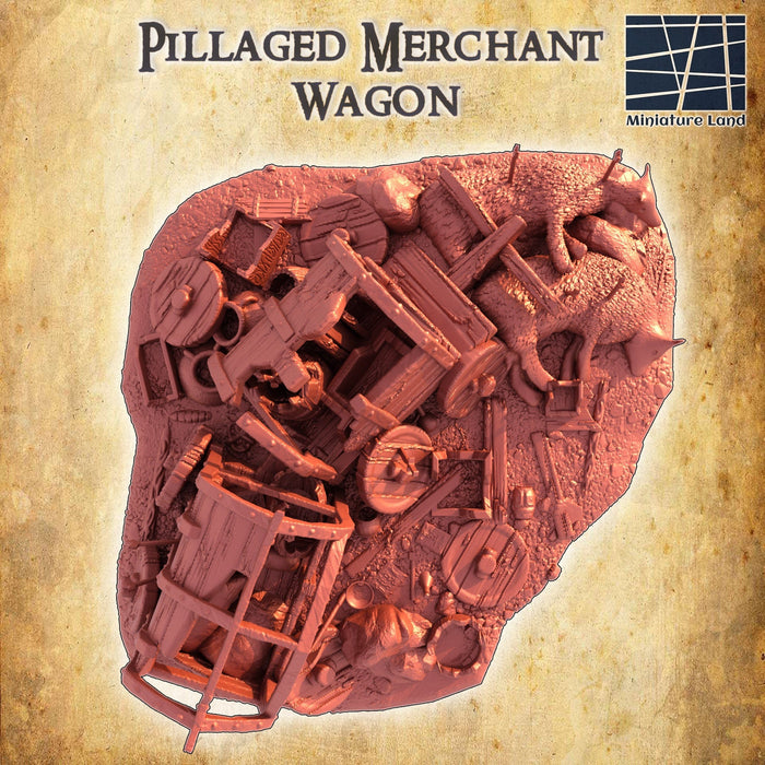 Tabletop Terrain Pillaged Merchant Wagon
