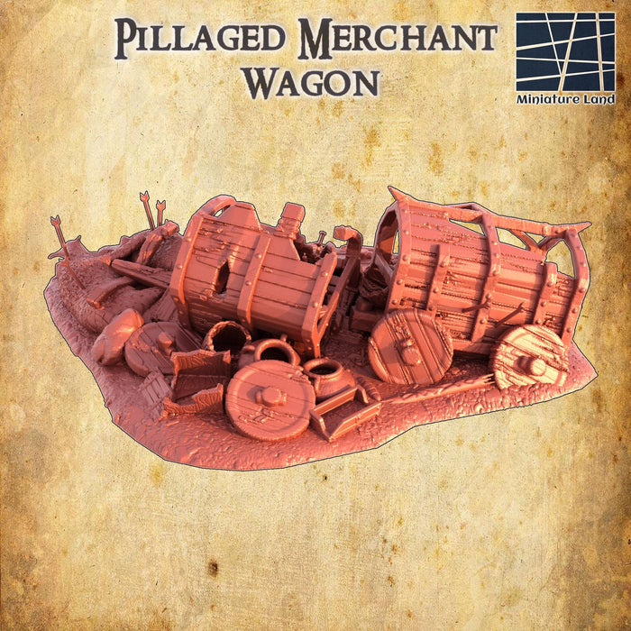 Tabletop Terrain Pillaged Merchant Wagon