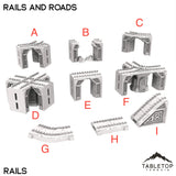 Tabletop Terrain Roads 32mm / A: Rail Y-Intersection Rails and Roads - Kingdom of Durak Deep