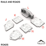 Tabletop Terrain Roads 32mm / J: Road Angled Rails and Roads - Kingdom of Durak Deep