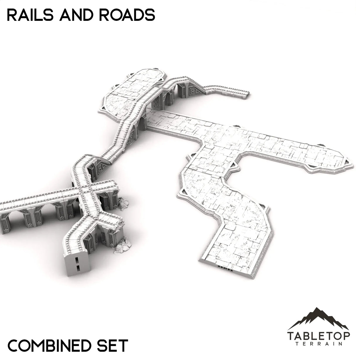 Tabletop Terrain Roads 32mm / Rails and Roads Combined Set Rails and Roads - Kingdom of Durak Deep