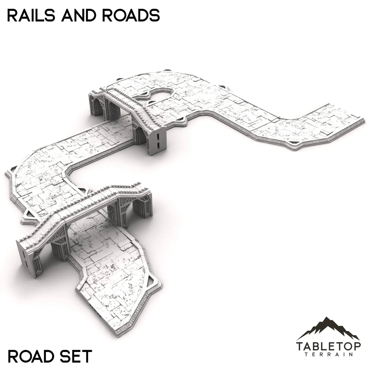 Tabletop Terrain Roads 32mm / Road Set Rails and Roads - Kingdom of Durak Deep