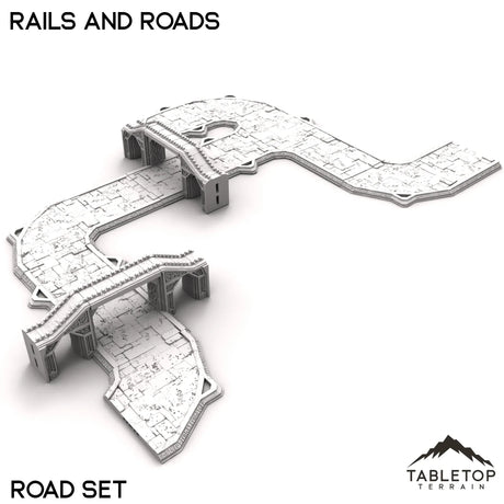 Tabletop Terrain Roads 32mm / Road Set Rails and Roads - Kingdom of Durak Deep