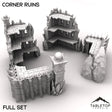 Tabletop Terrain Ruins 28/32mm / Full Set Corner Ruins - Ithyria, World of Change
