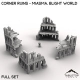 Tabletop Terrain Ruins 28/32mm / Full Set Corner Ruins - Miasma, Blight World
