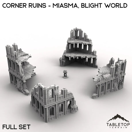 Tabletop Terrain Ruins 28/32mm / Full Set Corner Ruins - Miasma, Blight World