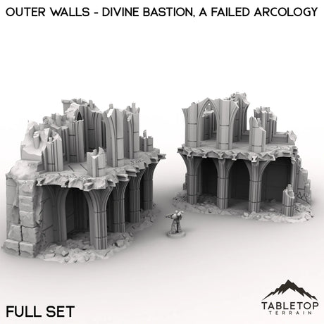 Tabletop Terrain Ruins 28/32mm / Full Set Outer Walls - Divine Bastion, a Failed Arcology
