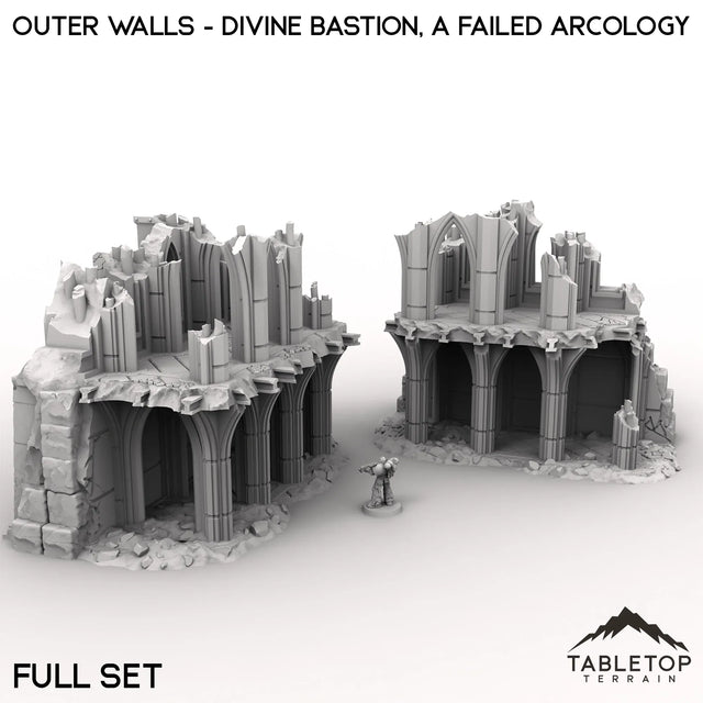 Tabletop Terrain Ruins 28/32mm / Full Set Outer Walls - Divine Bastion, a Failed Arcology