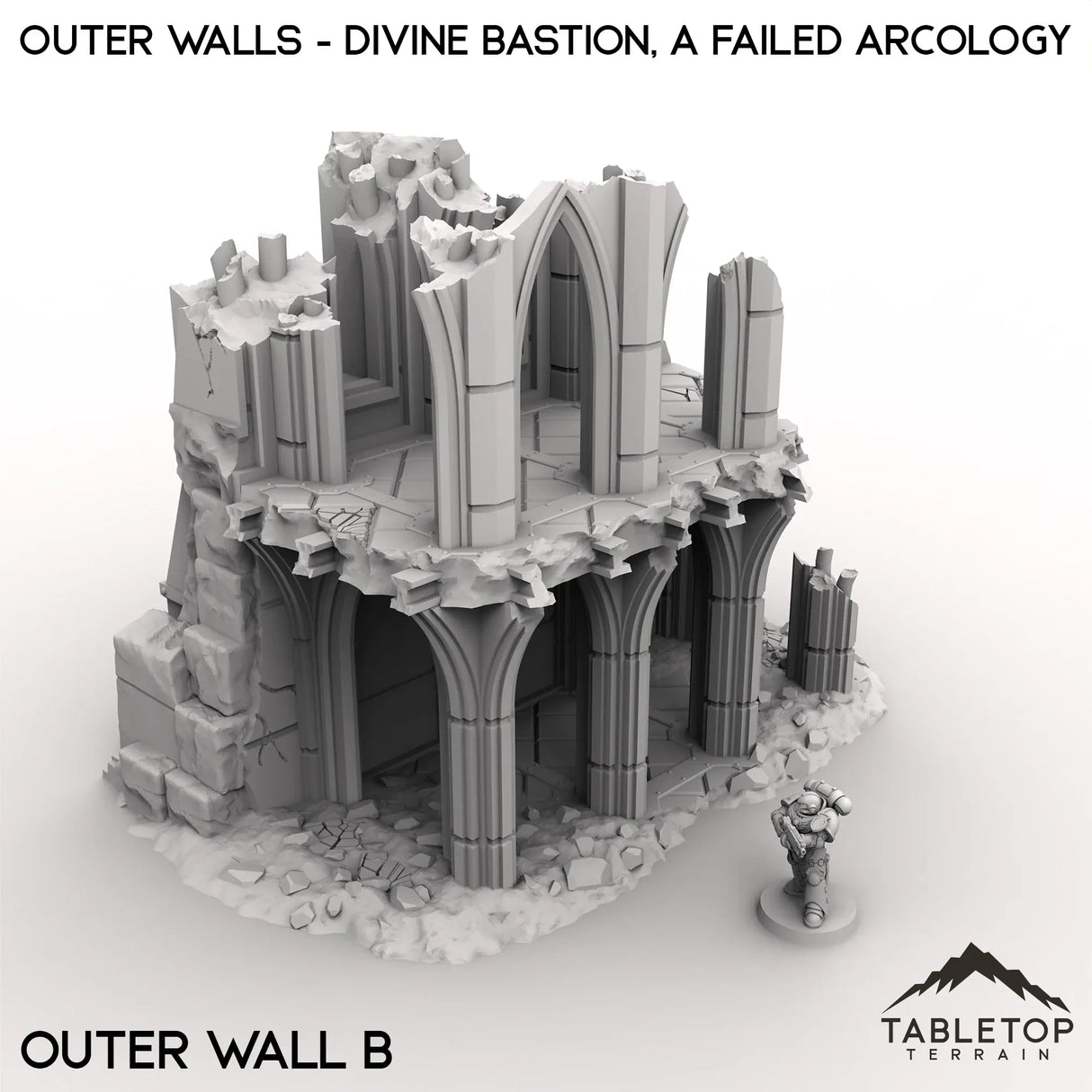 Tabletop Terrain Ruins 28/32mm / Outer Wall B Outer Walls - Divine Bastion, a Failed Arcology