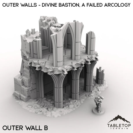 Tabletop Terrain Ruins 28/32mm / Outer Wall B Outer Walls - Divine Bastion, a Failed Arcology