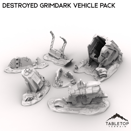 Tabletop Terrain Ruins 32mm Destroyed Grimdark Vehicle Pack