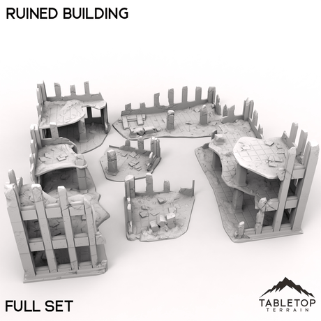 Tabletop Terrain Ruins 32mm / Full set Ruined Building