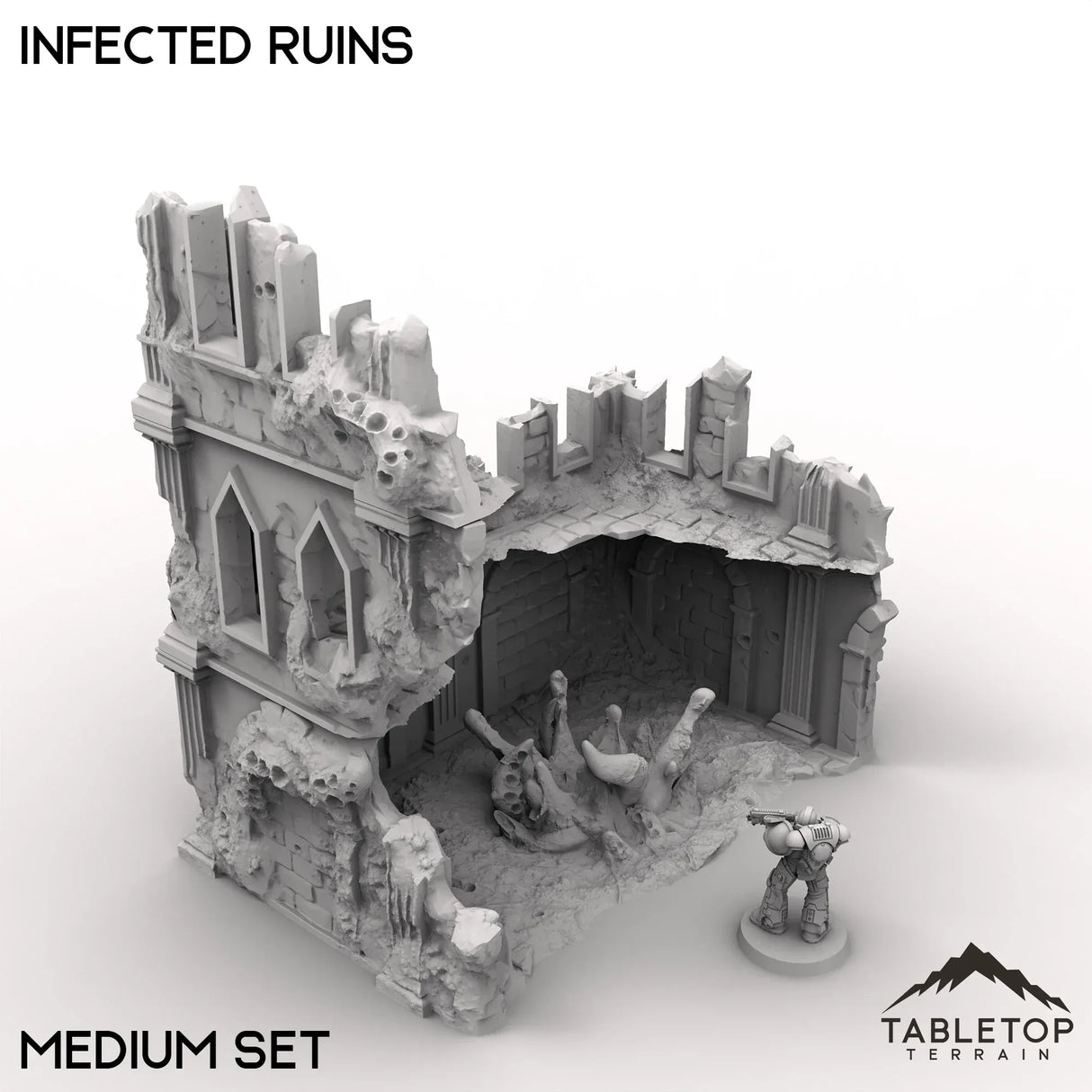 Tabletop Terrain Ruins 32mm / Medium Infected Ruins