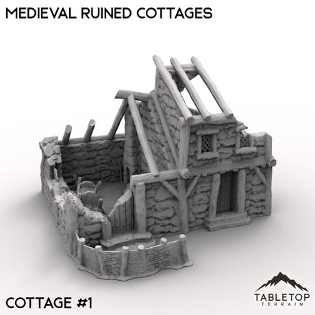 Tabletop Terrain Ruins Cottage 1 / 32mm Medieval Ruined Cottages