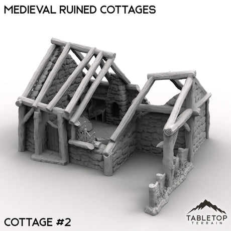 Tabletop Terrain Ruins Cottage 2 / 32mm Medieval Ruined Cottages
