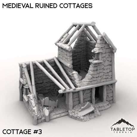 Tabletop Terrain Ruins Cottage 3 / 32mm Medieval Ruined Cottages