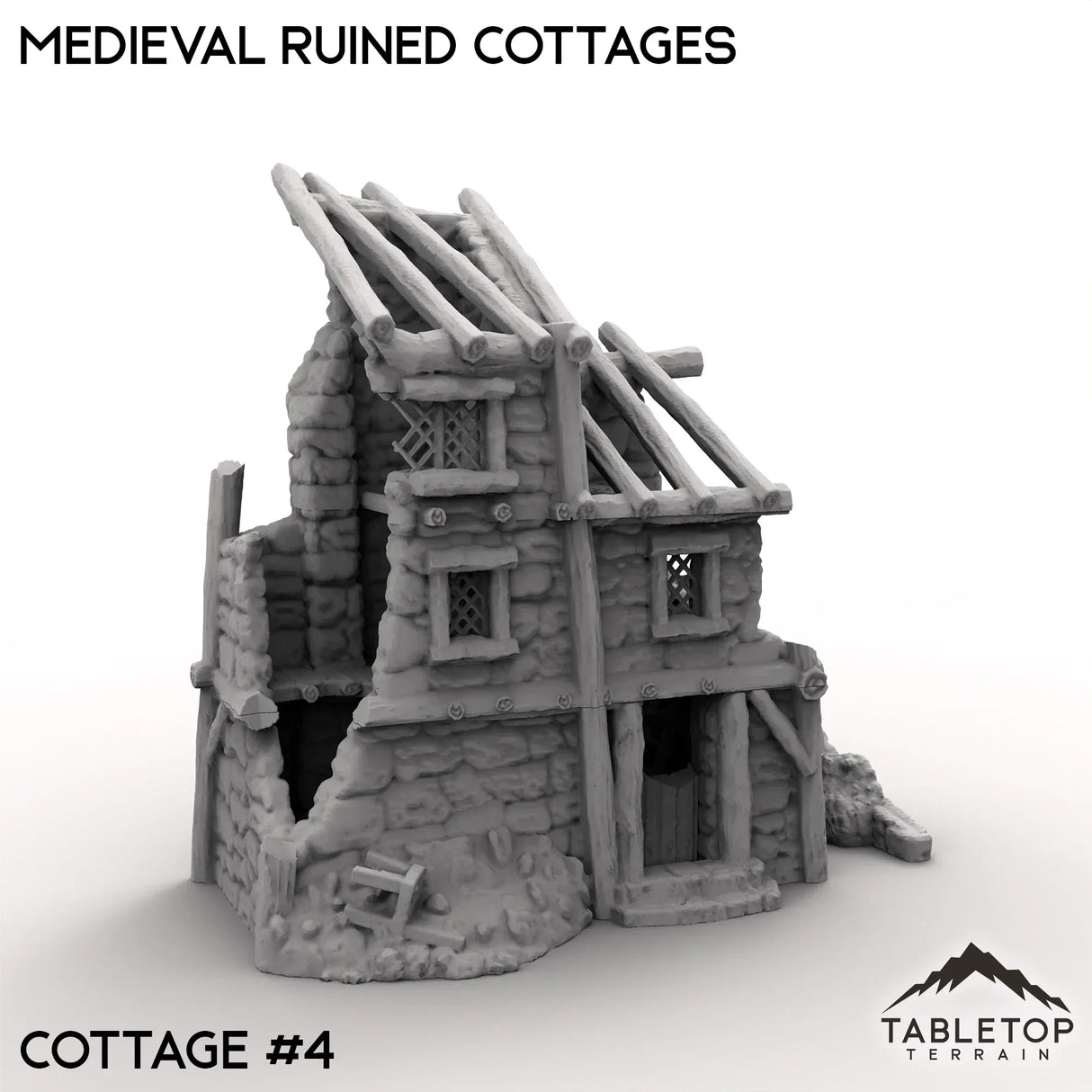 Tabletop Terrain Ruins Cottage 4 / 32mm Medieval Ruined Cottages