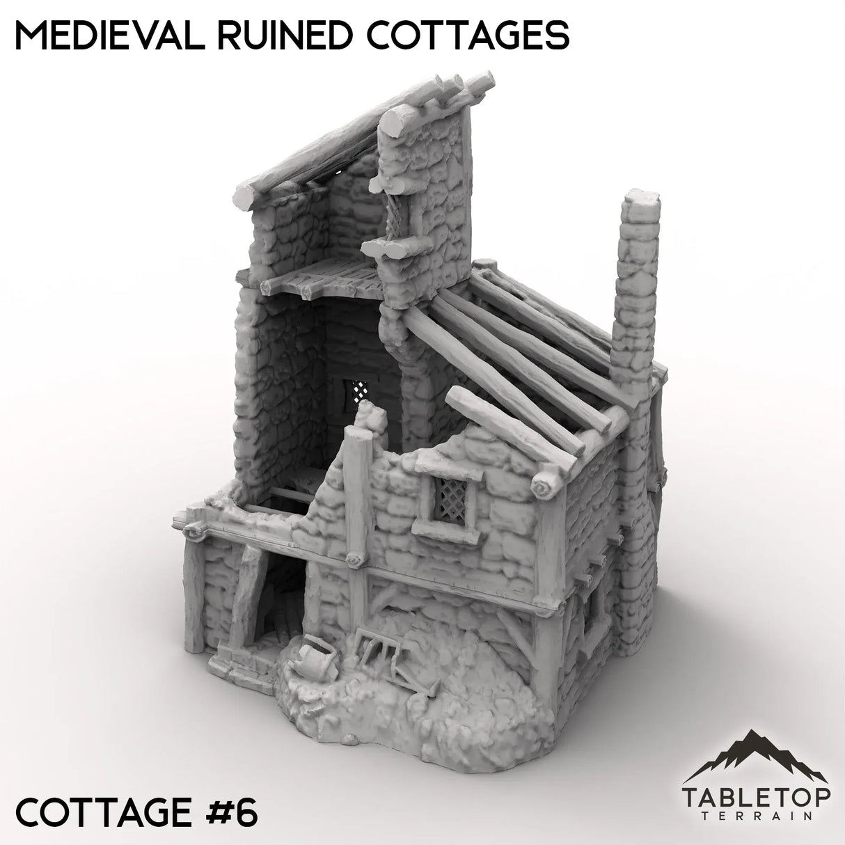 Tabletop Terrain Ruins Cottage 6 / 32mm Medieval Ruined Cottages