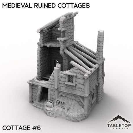 Tabletop Terrain Ruins Cottage 6 / 32mm Medieval Ruined Cottages