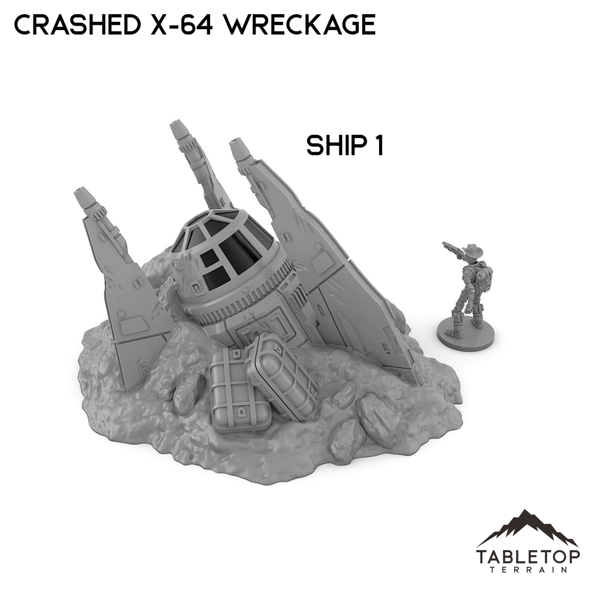 Crashed X-64 Tri-Wing Wreckage – Tabletop Terrain Crashed X-64 Tri-Wing Wreckage – Tabletop Terrain